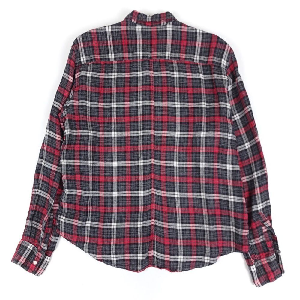 FRANK AND EILEEN 100% Linen Paul Oversized Button Down Shirt Red Gray Plaid XL - Picture 7 of 11
